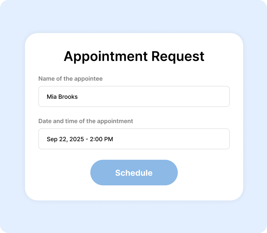 Appointment request interface